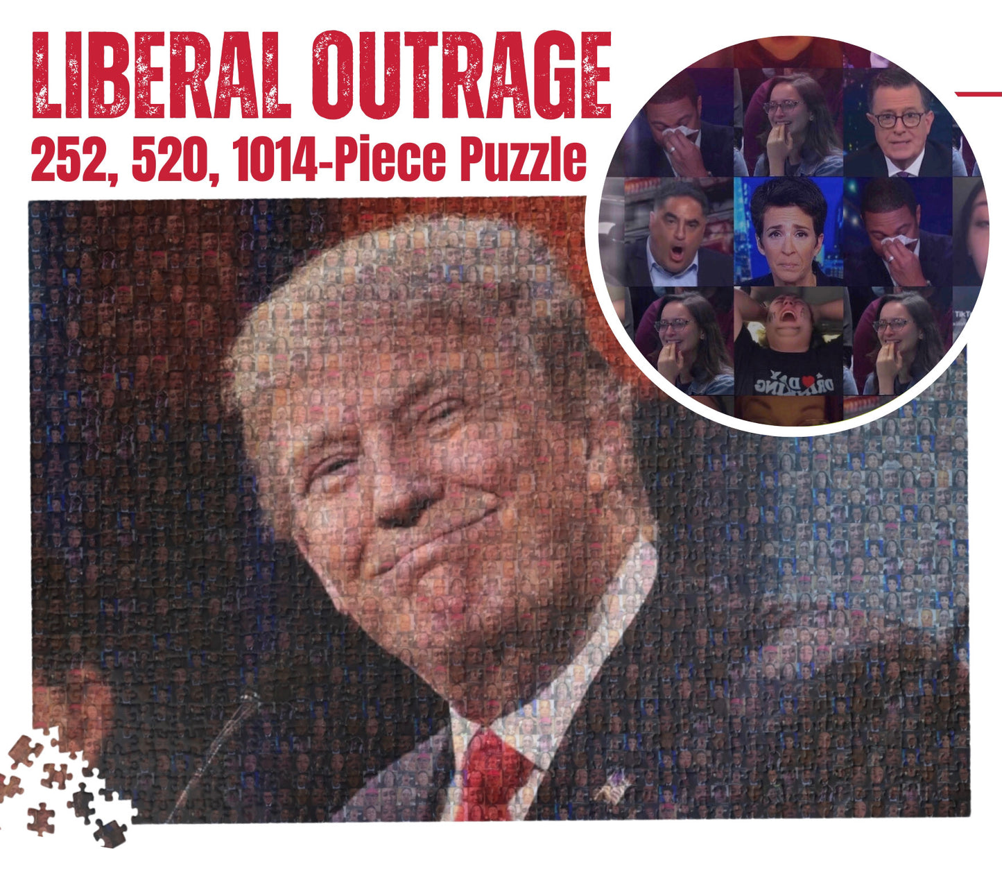 Trump Puzzle | Liberals Crying Mosaic | 252, 520, 1014-piece | Unique Gift | Trump Gift |