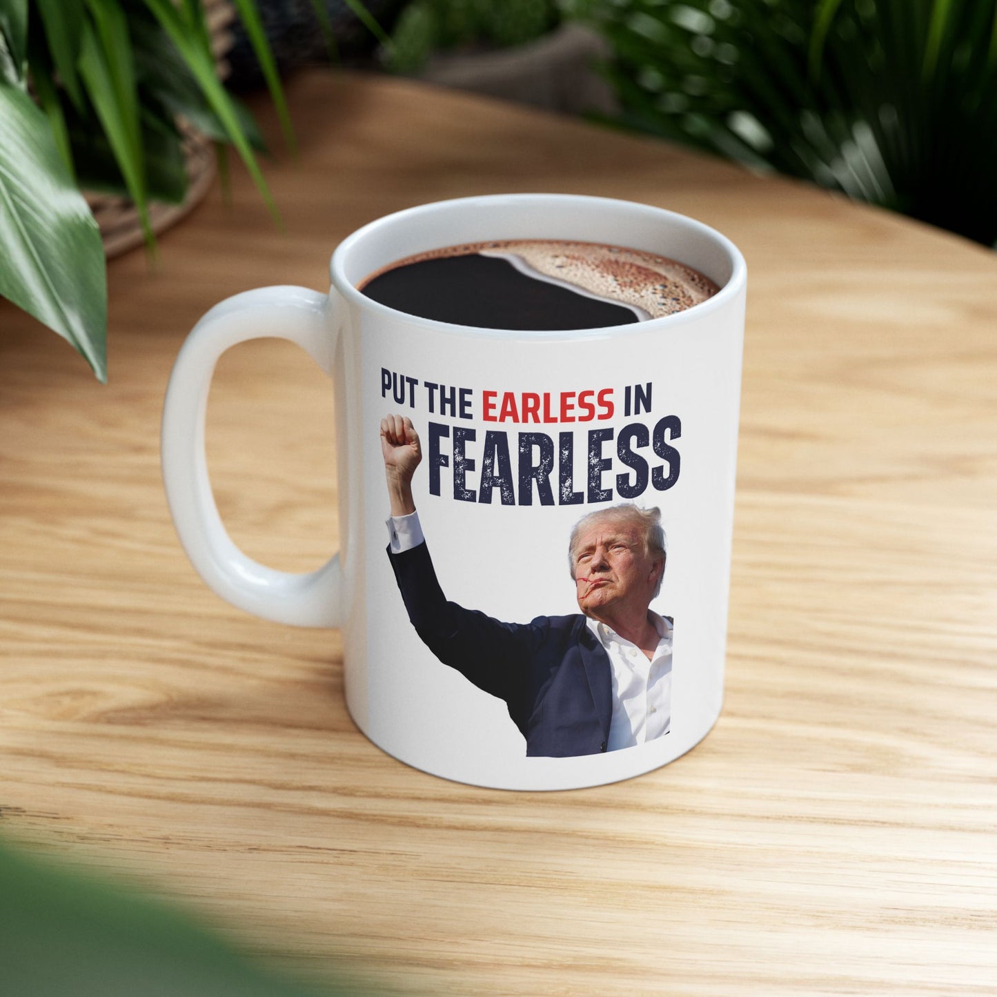 FEARLESS Trump Mug | 11oz Double Sided | Durable Ceramic | Patriotic Gift | Affordable Glassware |