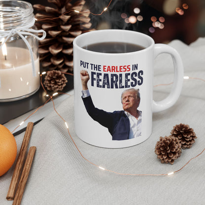 FEARLESS Trump Mug | 11oz Double Sided | Durable Ceramic | Patriotic Gift | Affordable Glassware |